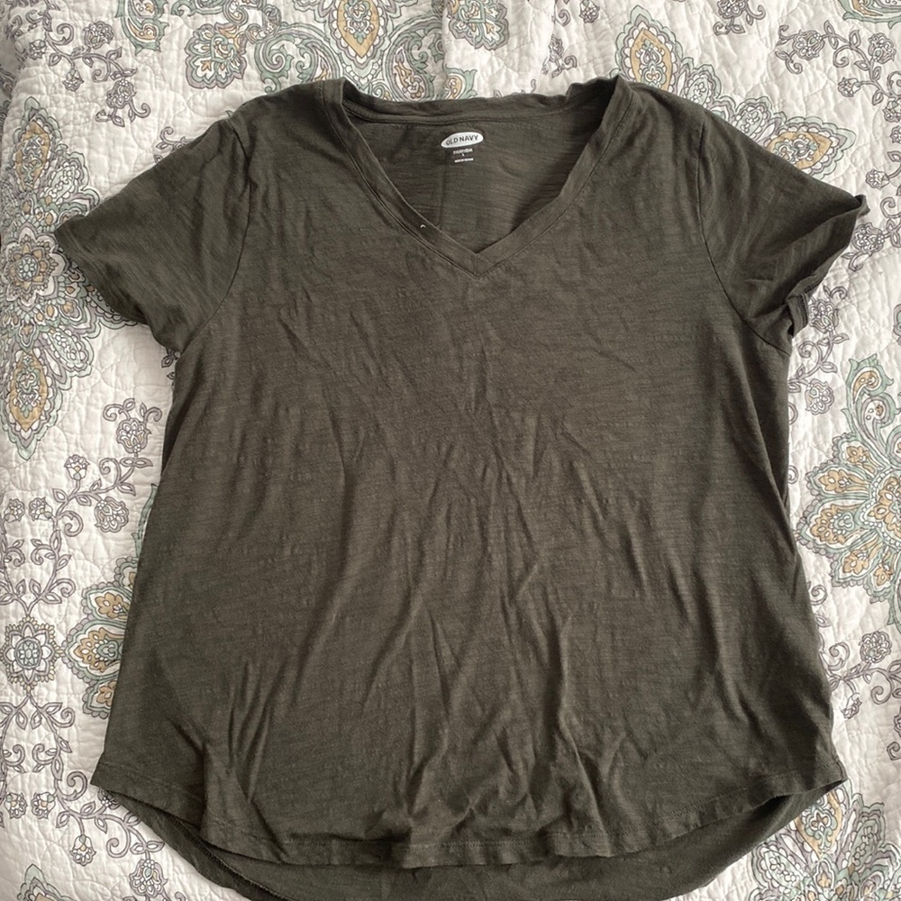 Old Navy Dark Green V-Neck T-Shirt